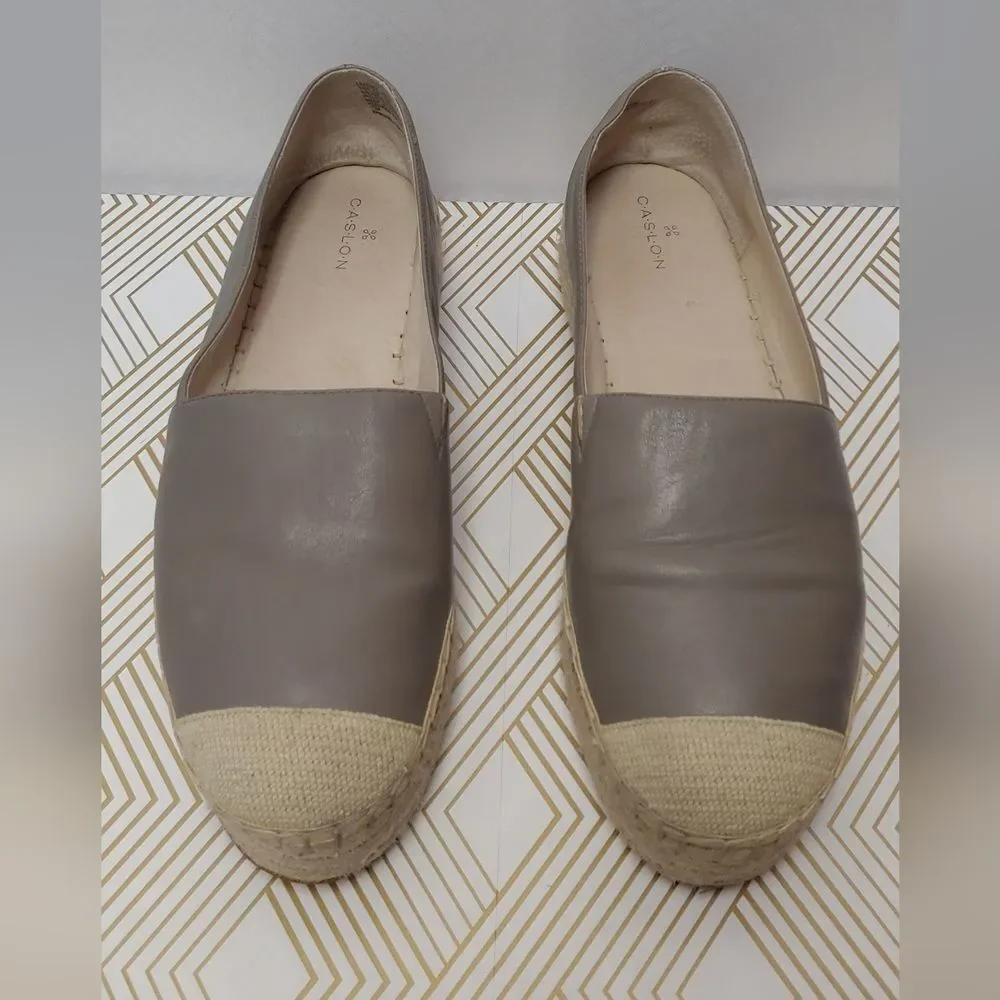 Caslon Gray Tige En Cuir Leather Upper Slip On Platform Espadrille Sz 10